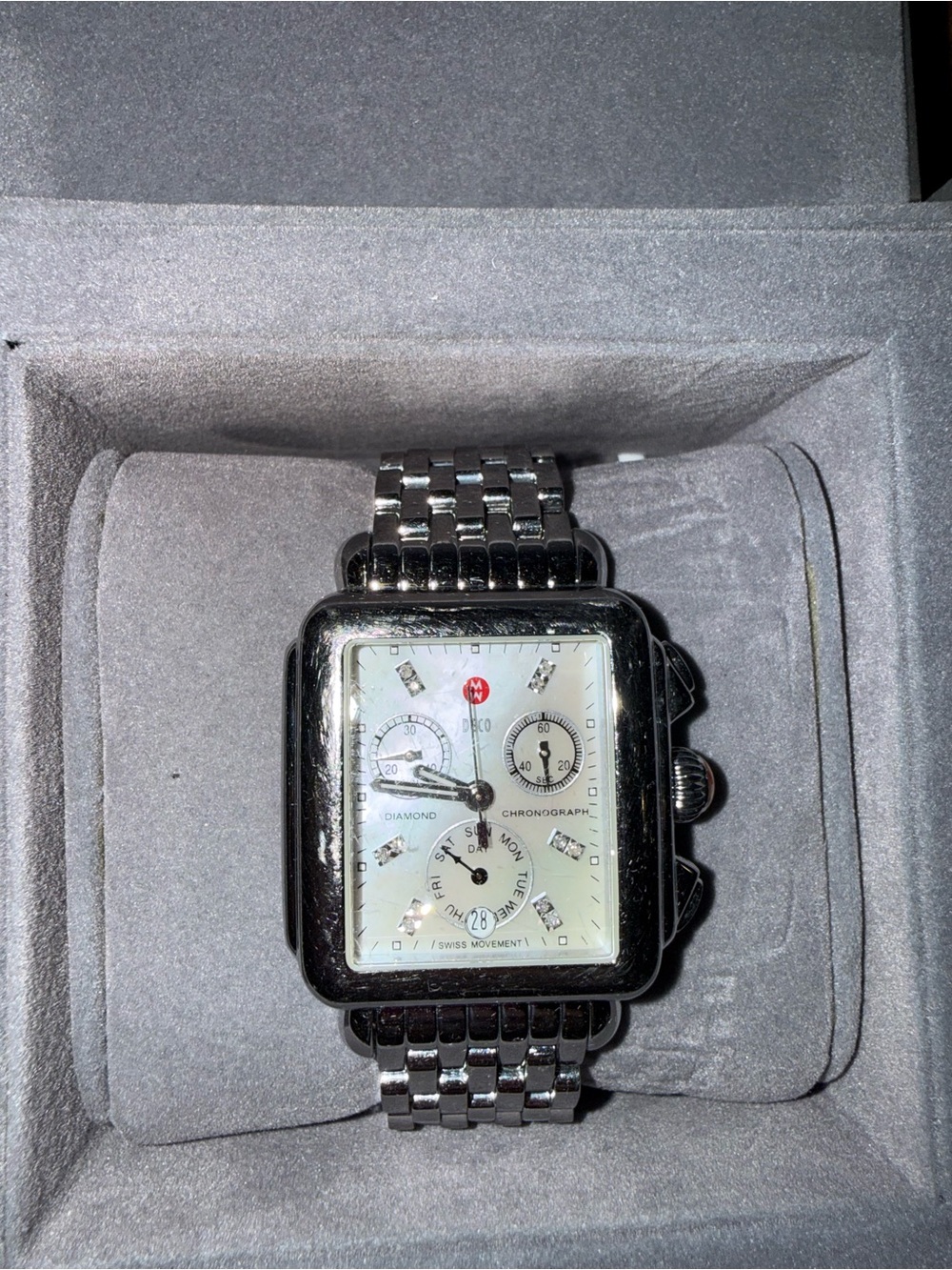 Michele Silver-Tone Linked Bracelet Watch Band - Picture 4 of 6